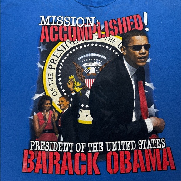 Y2K Barack Obama Rap Tee Style Mission Accomplished President Mens 3XL T Shirt - Picture 2 of 6